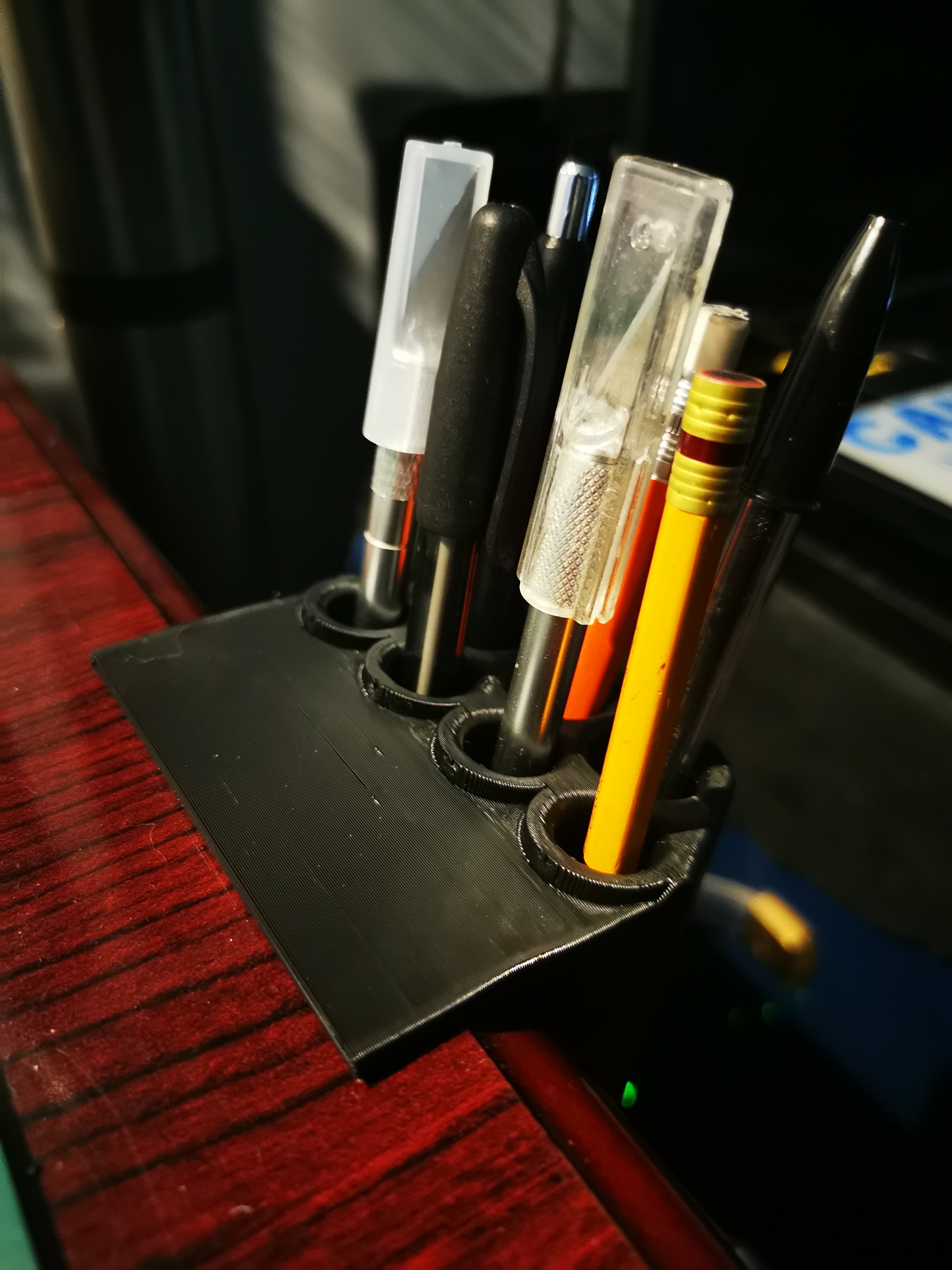 Desk Edge Pen Holder Clips to surface