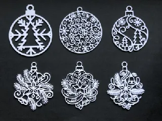 Set of Lightweight, Intricate Christmas Ornaments