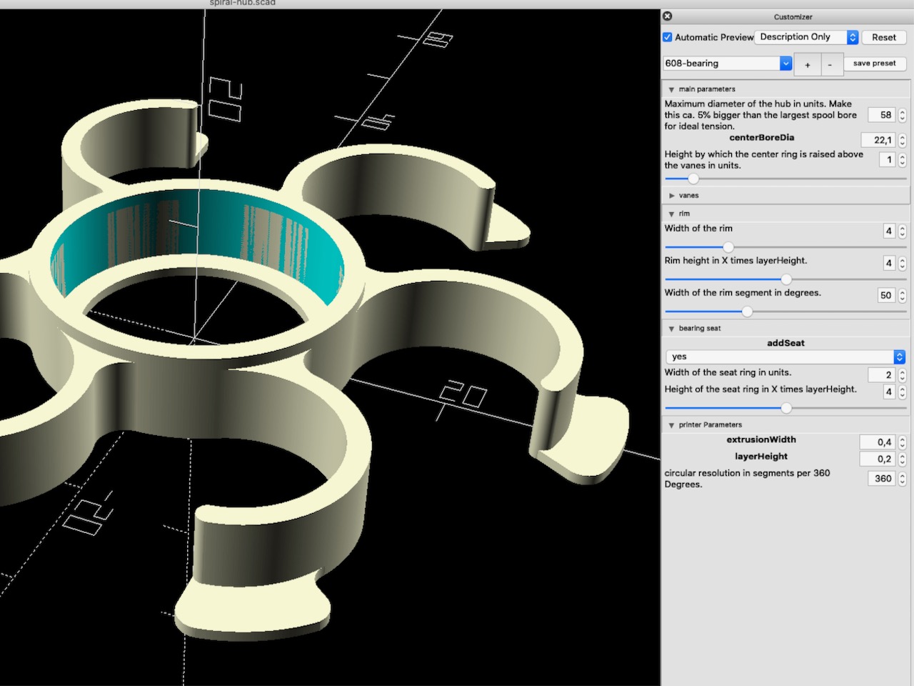 Miniatura 5 do modelo 3D Springy Spool Hub (customizable)