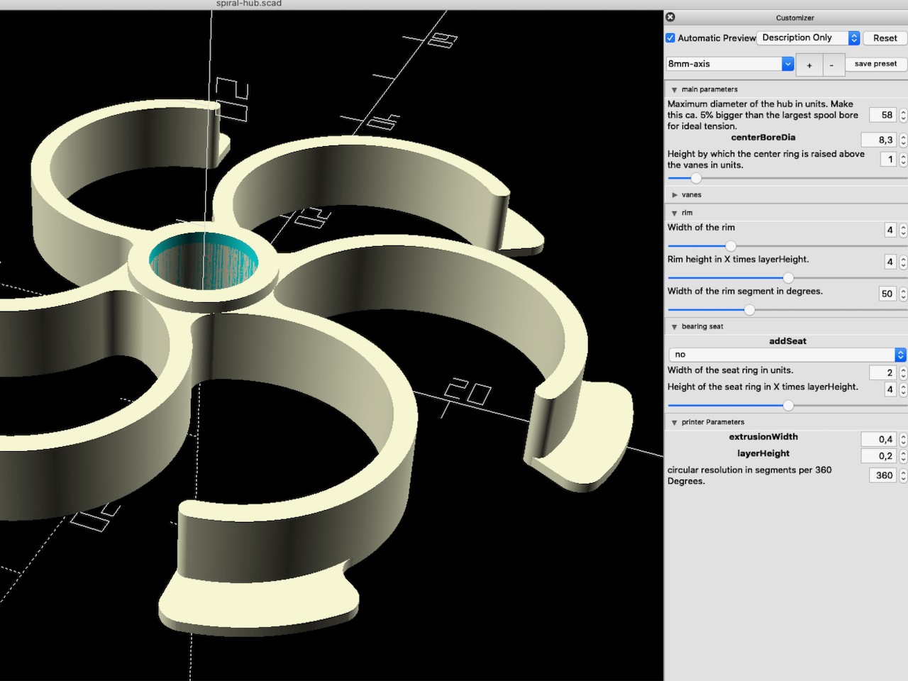 Miniatura 3 do modelo 3D Springy Spool Hub (customizable)