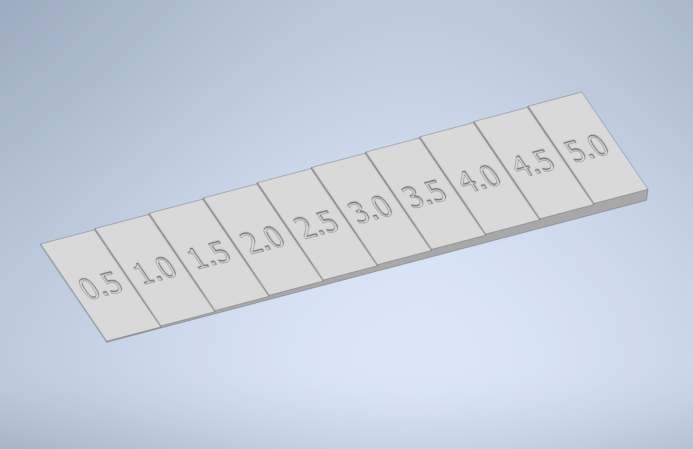 Different heights from 0.5 to 5.0 mm