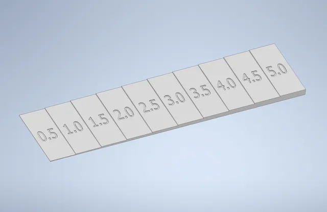 Different heights from 0.5 to 5.0 mm