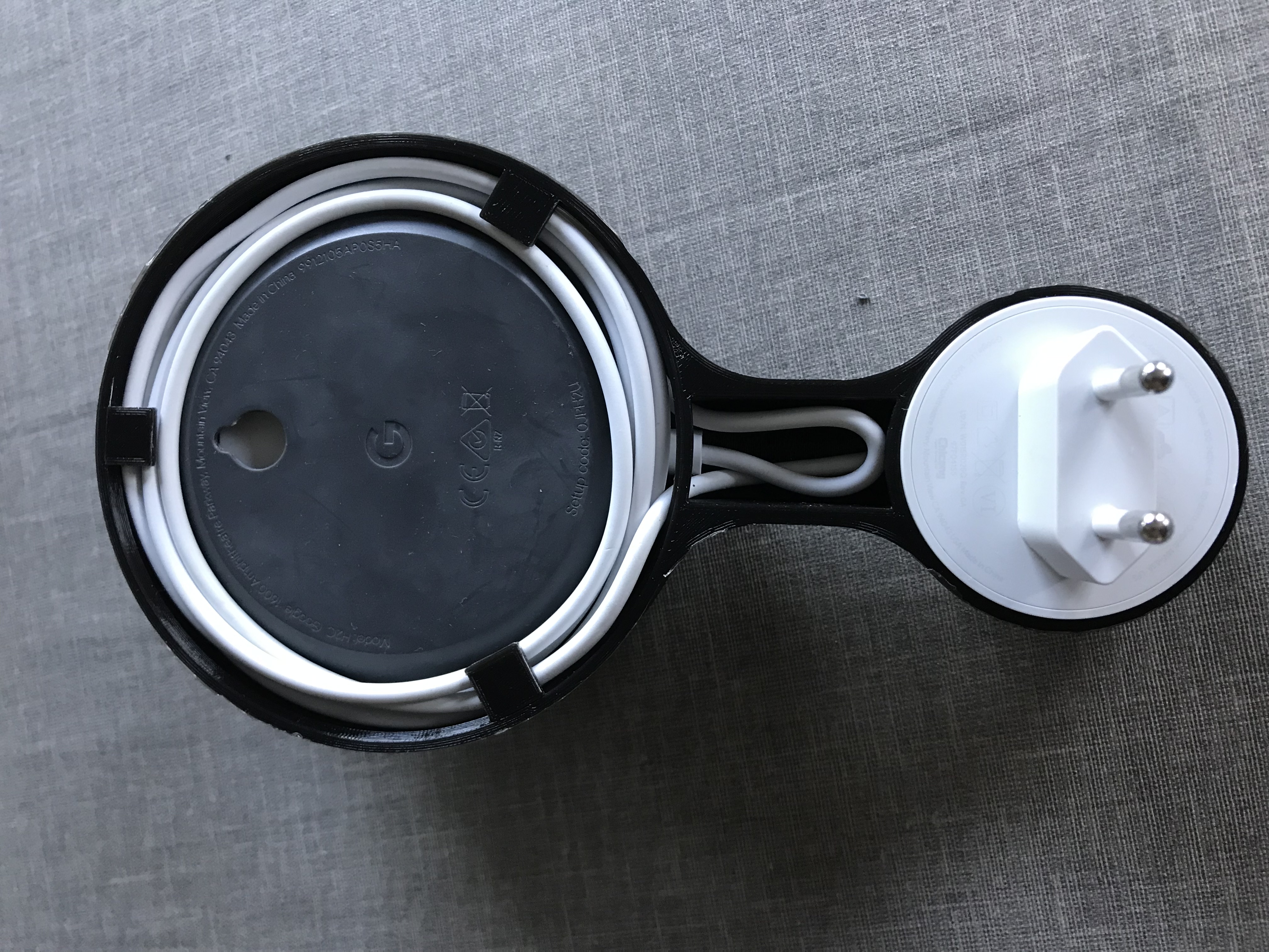 Google Nest Mini 2nd Gen Wall Plug Mount - With Cable Stop Hooks