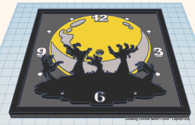 Miniatura 6 do modelo 3D Glowing Zombie Moon Clock