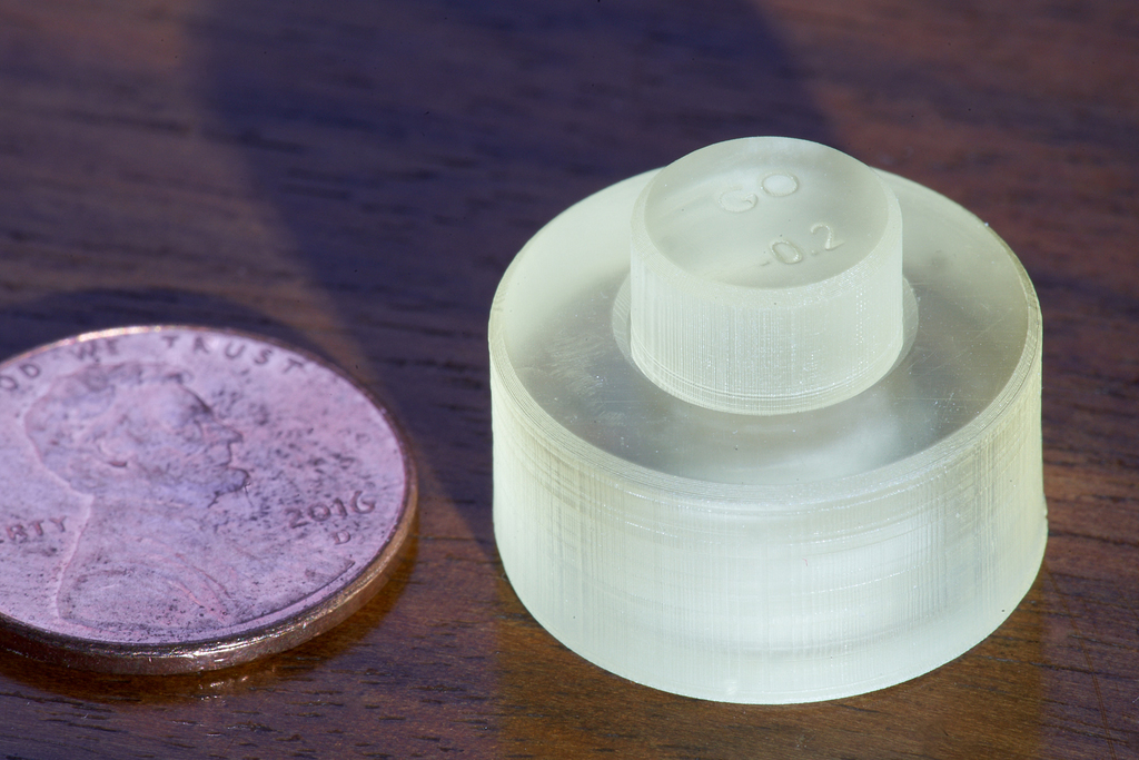 GO-NOGO tolerance gauge for SLA resin-testing.