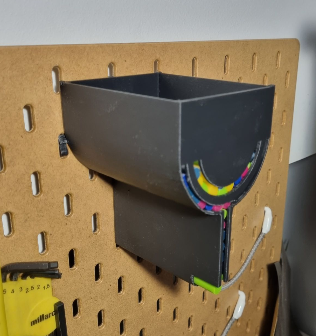 Hot glue stick hopper for Ikea Skadis