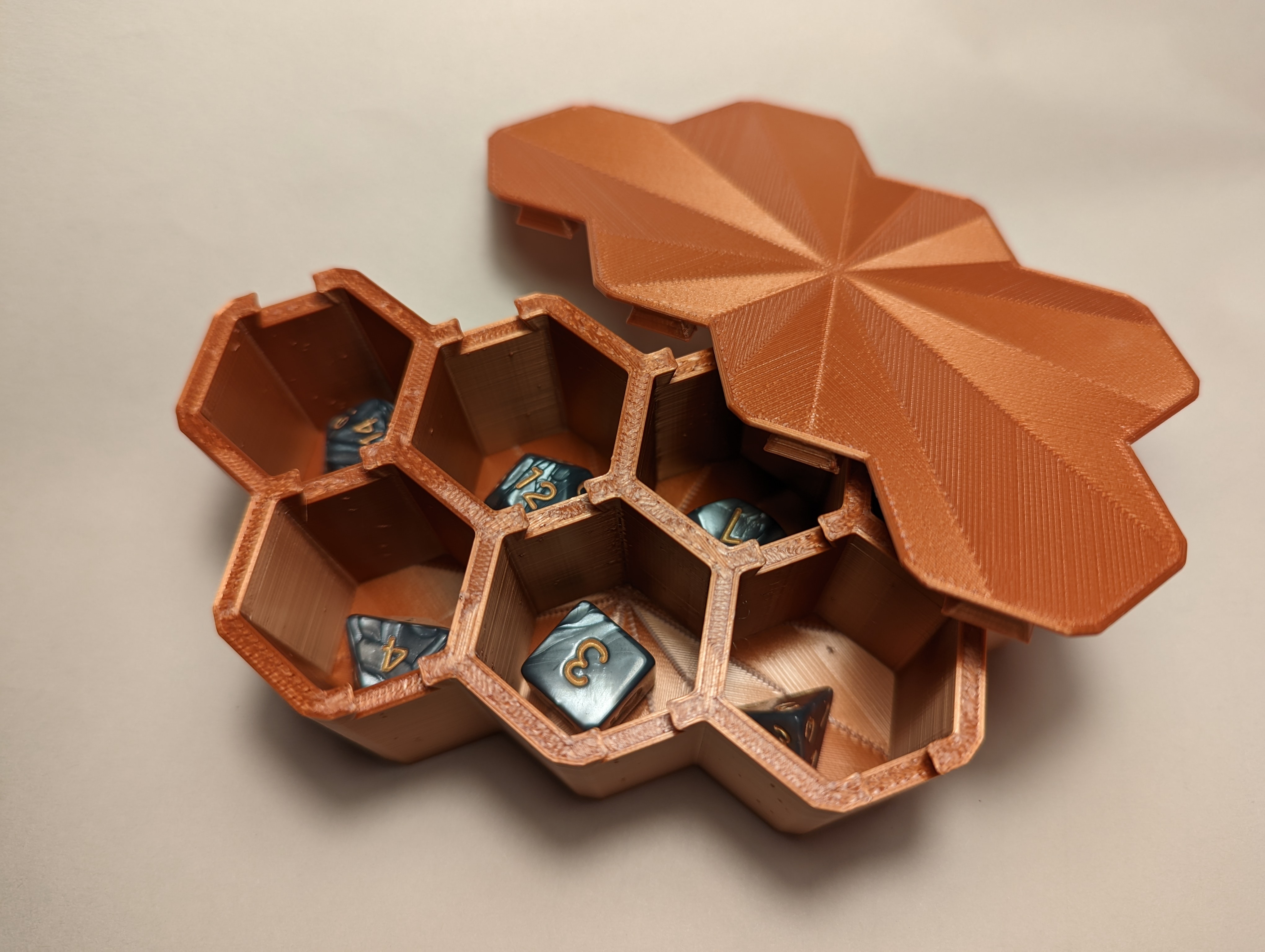 Hexagon dice and miniature holder