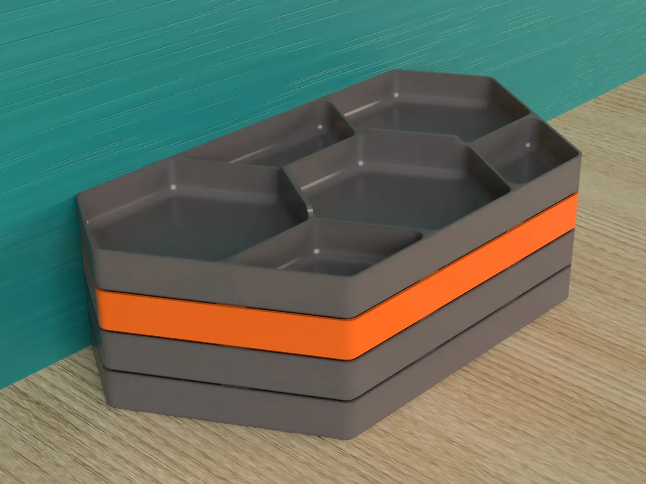 Hex Parts Tray (Stackable) by Squirrelbrain, Download free STL model