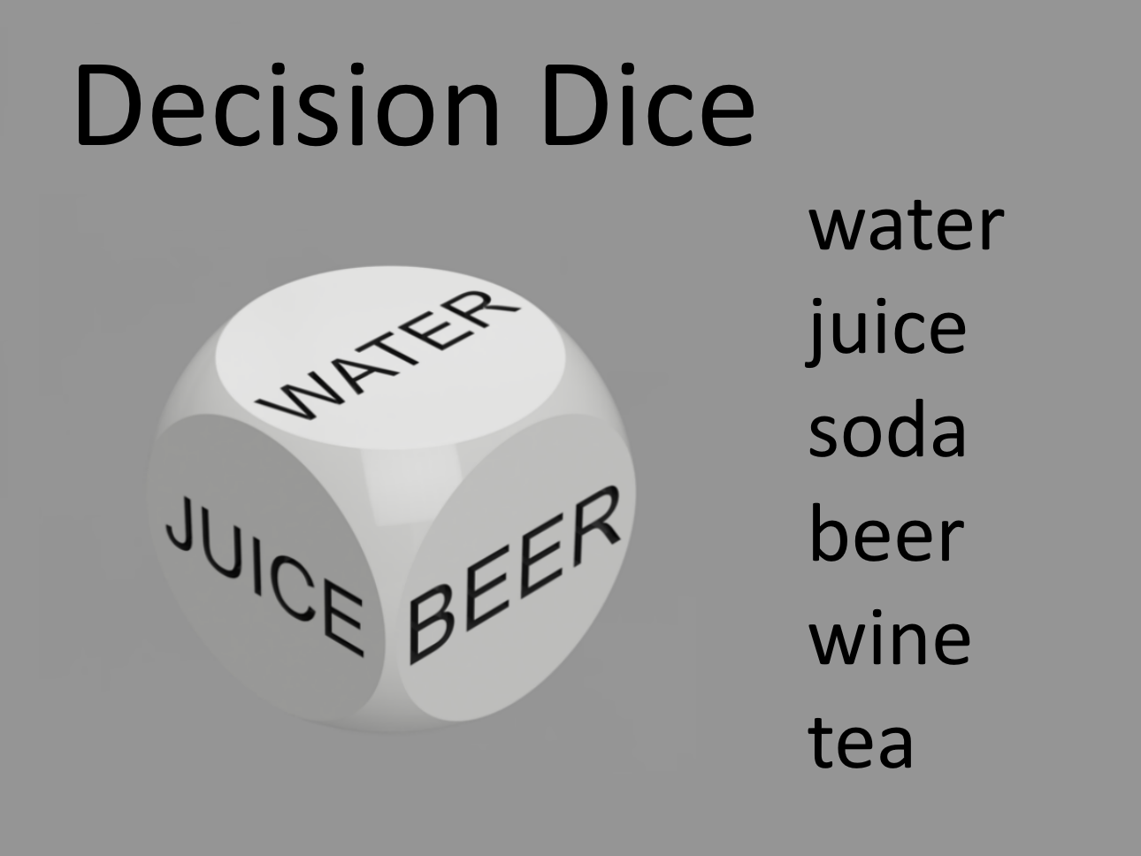 decision dice - beverages