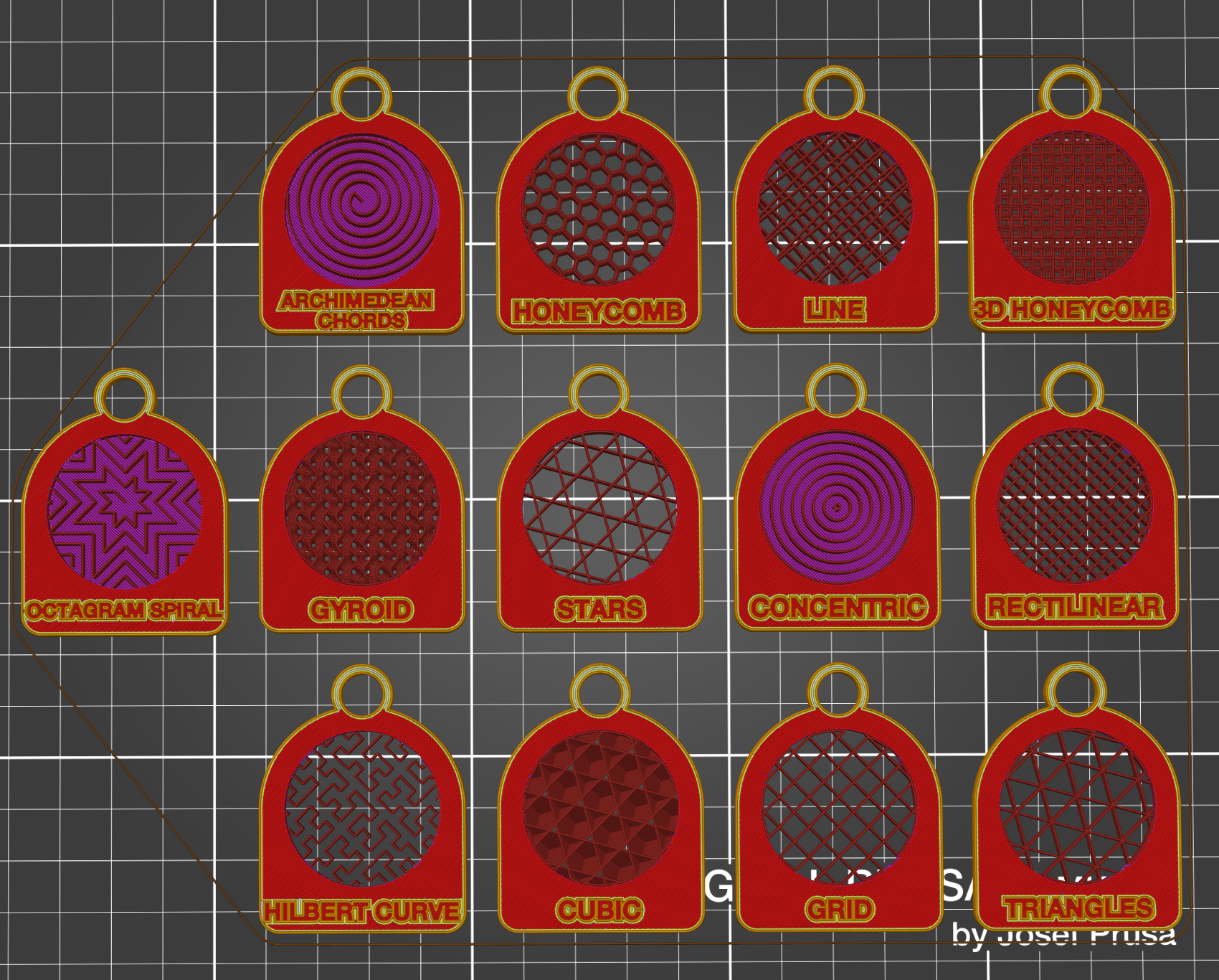 PrusaSlicer Infill Type Charms with name