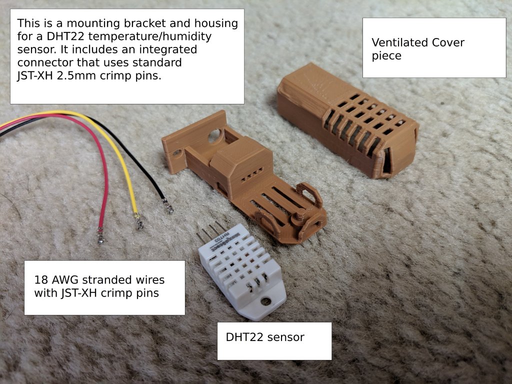 DHT22 Mounting Bracket  with Integrated JST-XH Connector