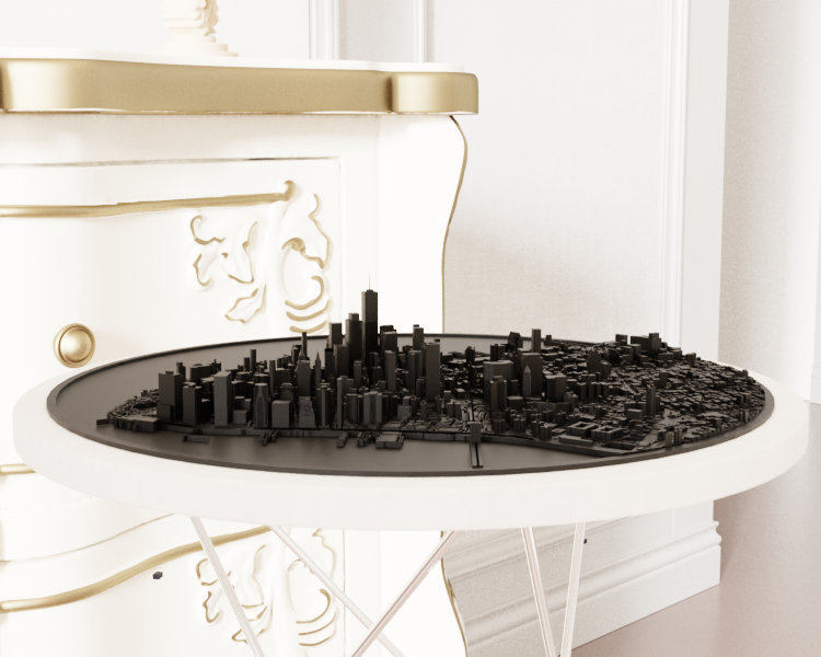 New York City Skyline – Circular Topographic Map STL