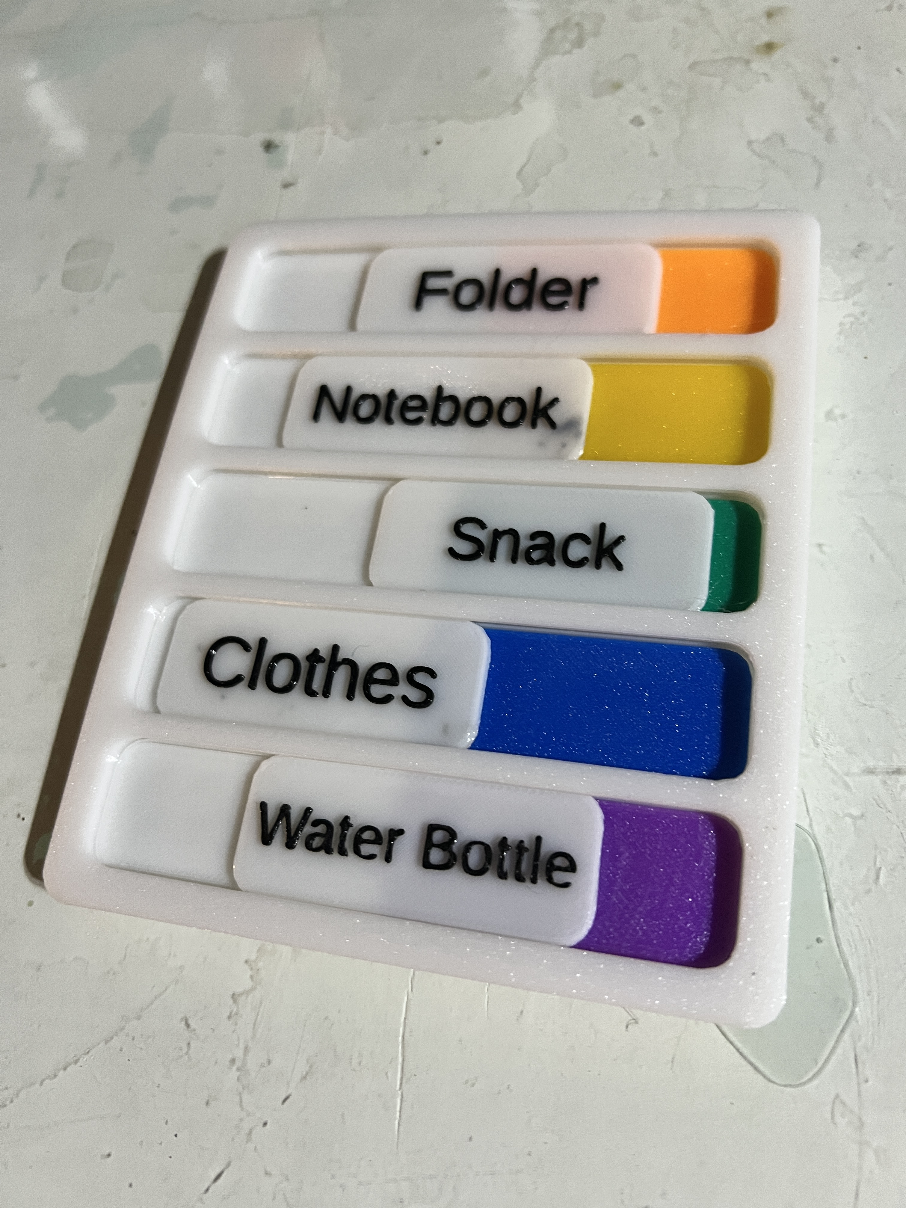Colorful Customizable Sliding Checklist (no MMU required)