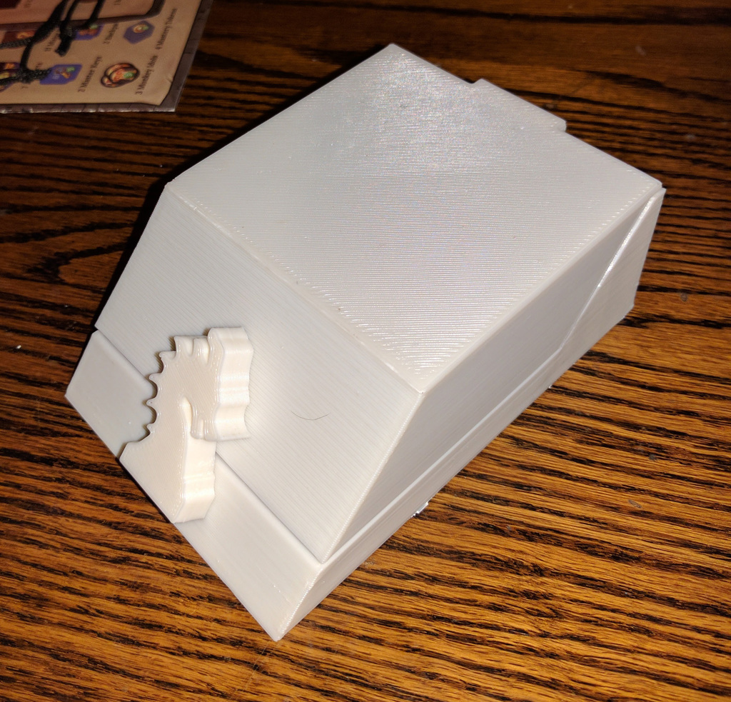 Slanted deckbox for cards (sized for Clank + sunken treasures expansion)