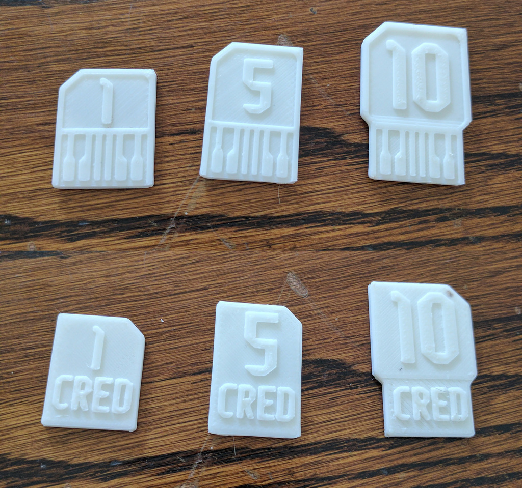 Tech Currency tokens/coins (made for Clank in Space, or Netrunner)