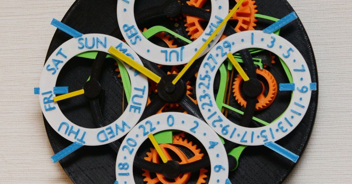 3D Printed Clock with Perpetual Calendar by shiura Download free STL