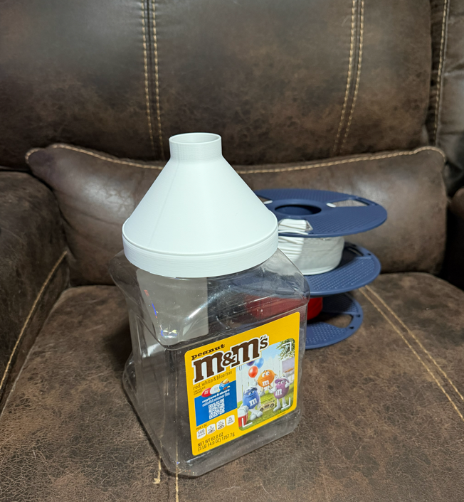 The Great Snack Redirector 3000 – Funnel for M&M's Mega Tubes & Walmart Big-Screw Jars