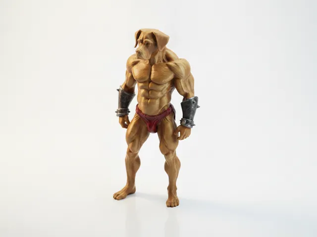 Muscular Bulldog Humanoid Figurine 3D Printable