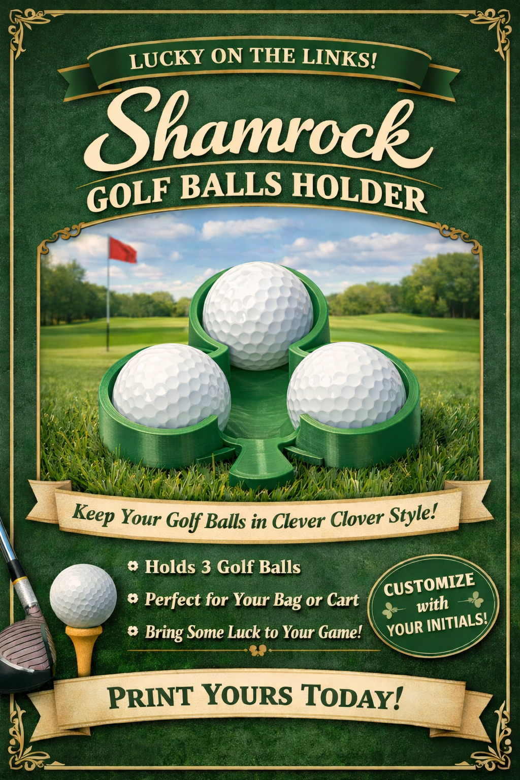 Shamrock Golf Balls Holder - THE ORIGINAL