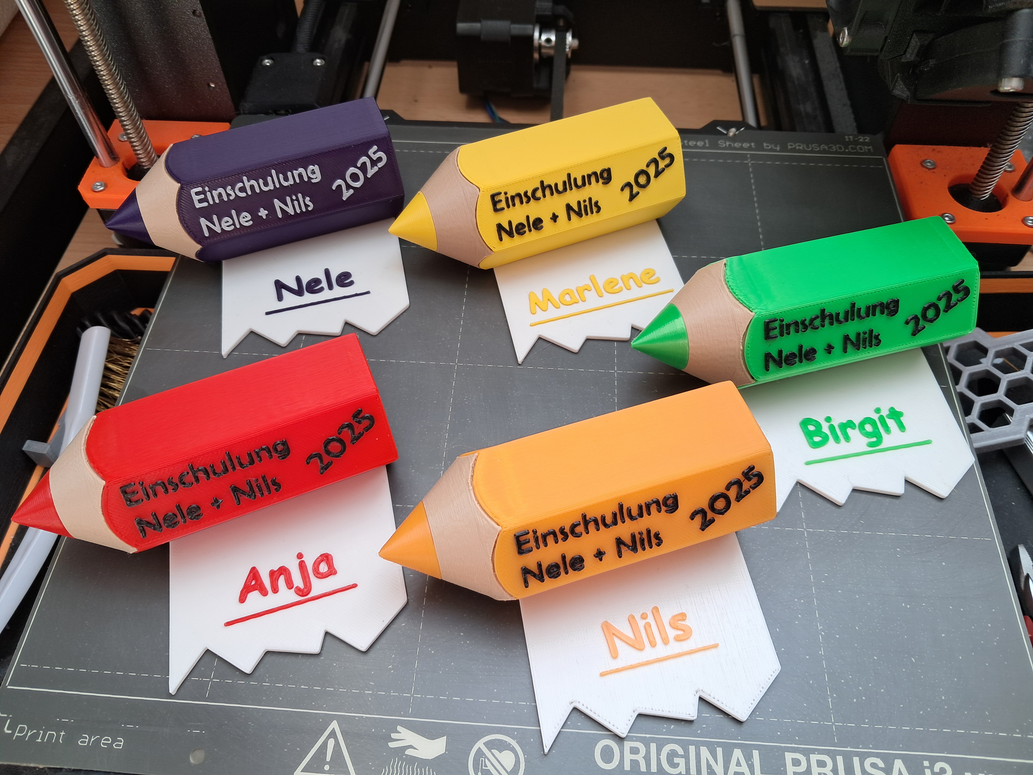 Platzkarte Buntstift Einschulung, pencil place card, school enrollment