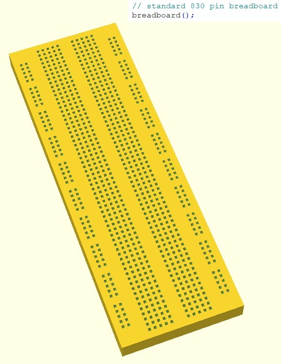 Customizable Parametric OpenSCAD Breadboard