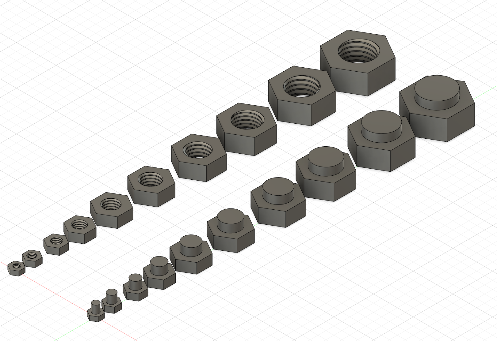 Metric nuts and bolts. M4, M5, M6, M8, M10, M12, M14, M16, M18, M20 ISO Standard