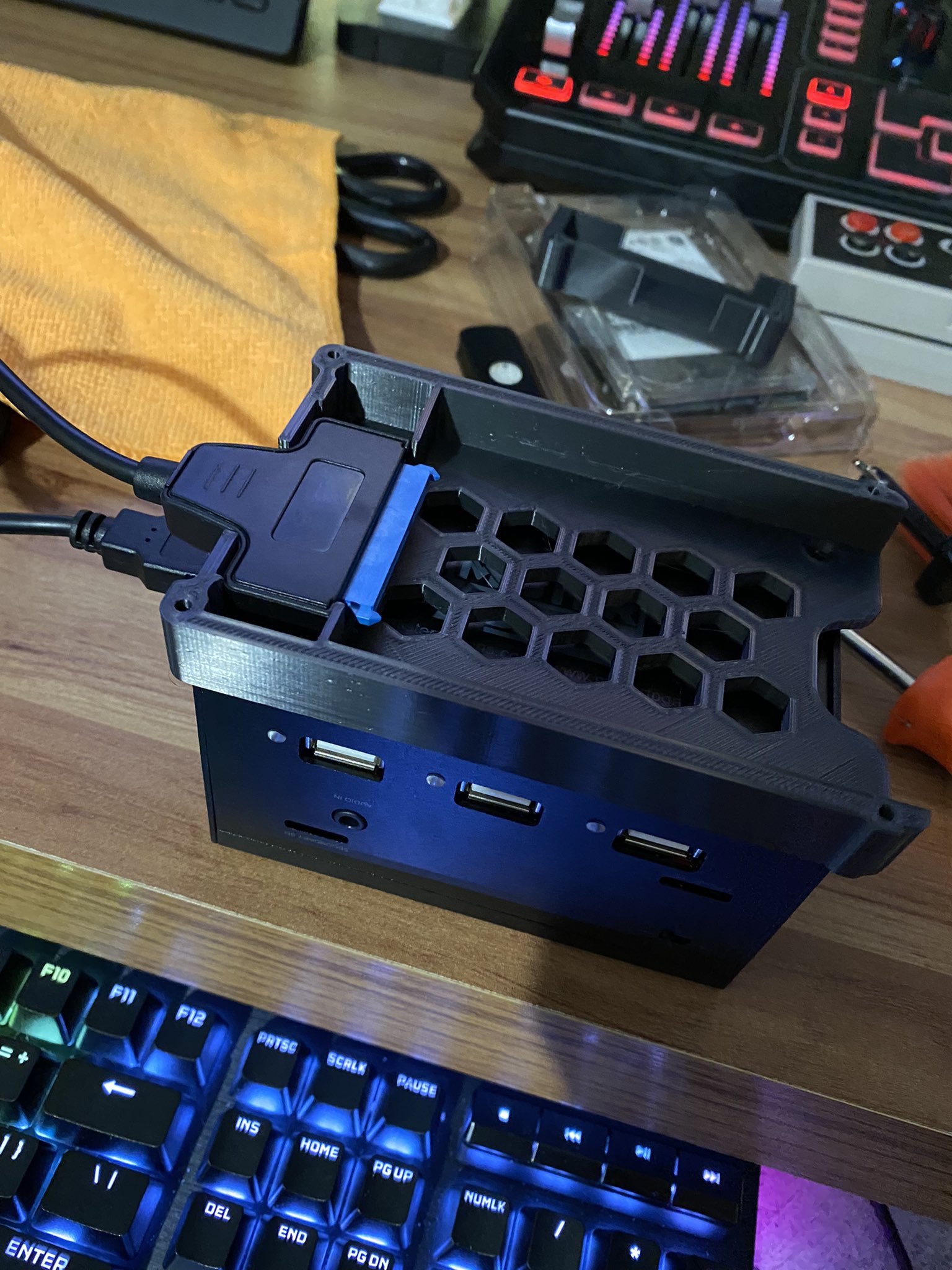 MASE Front Open - MiSTer Attached SATA Enclosure for MiSTer FPGA consoles