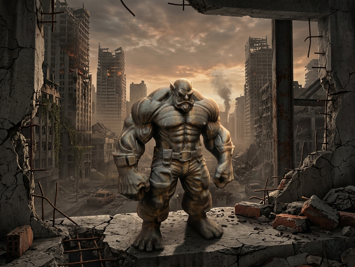 orc muscle ogre warrior berserker fantasy abs detailed boss miniature 3D model