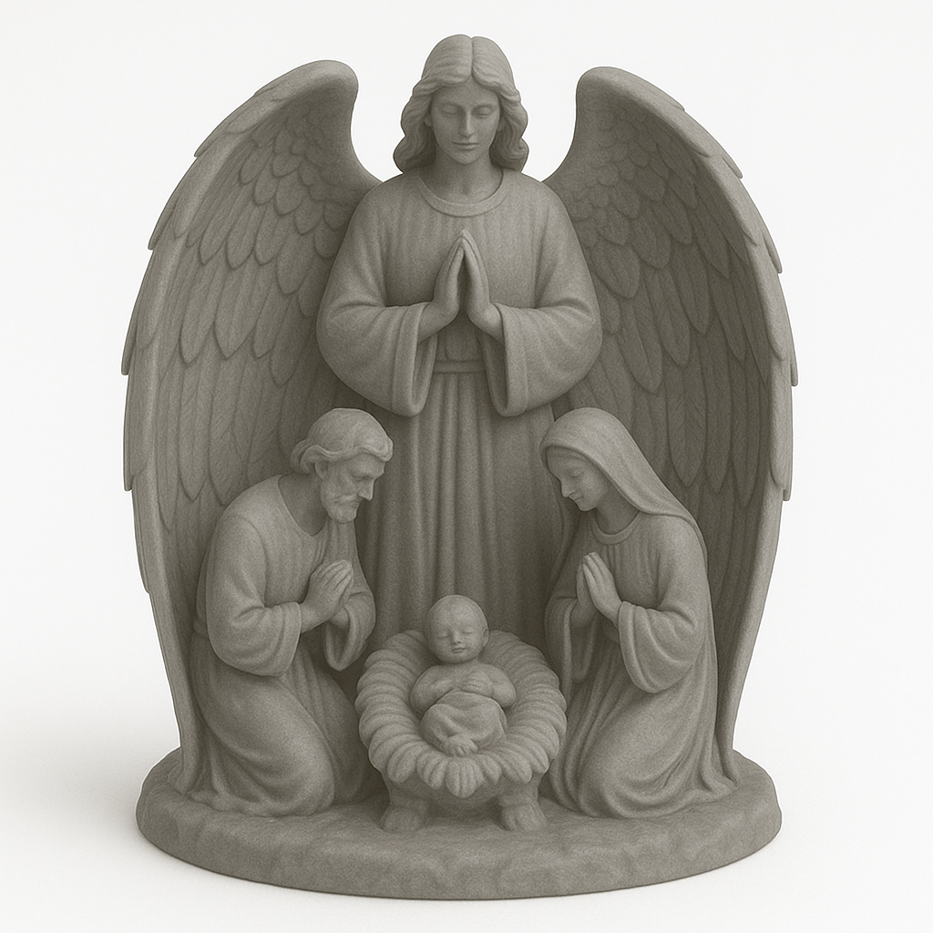 Angel with nativity scene
