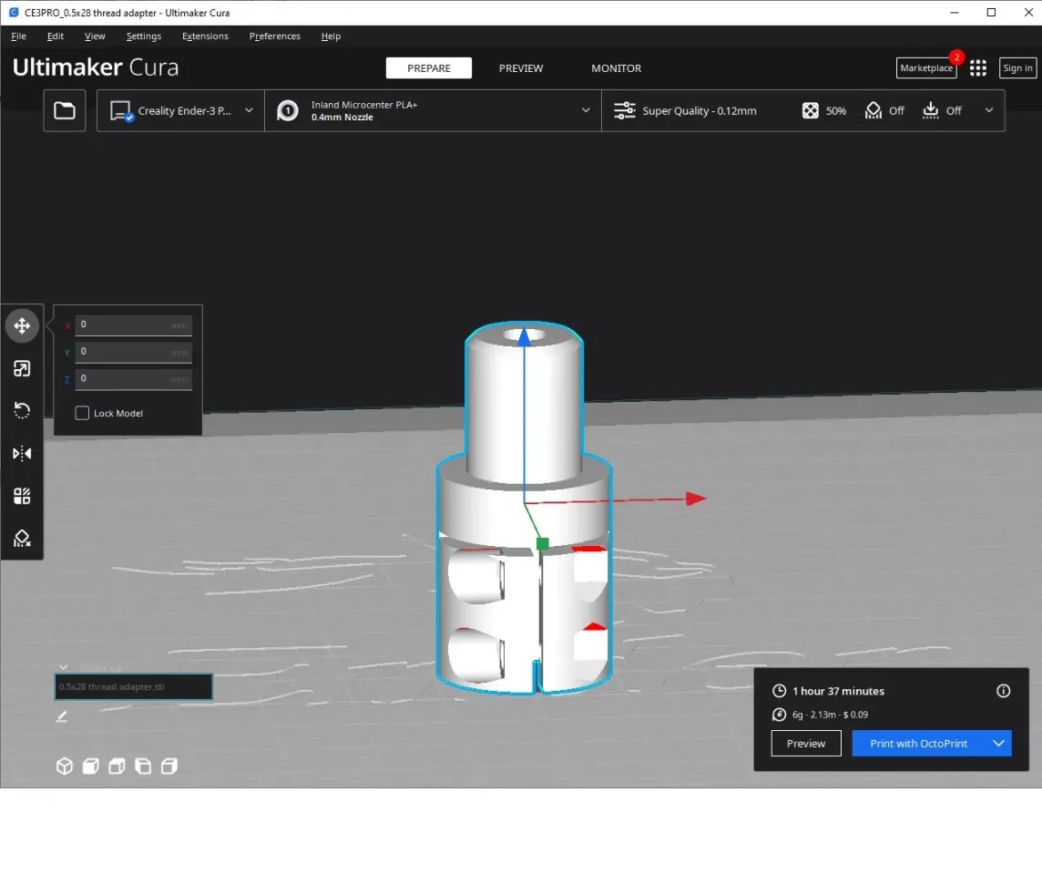 1/2 x 28 thread adapter by sloddo | Download free STL model ...