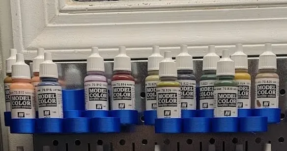 Double Dropper Bottle Paint (Vallejo, Army Painter, etc.) Holder for Pegboard