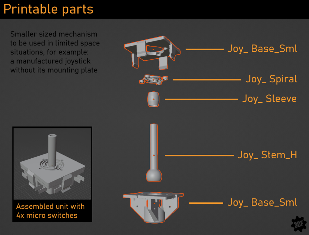 Arcade Joystick Mechanism - 3D printed - STL version by 3DFreeman ...