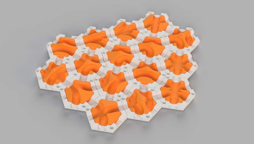 Marble track - 16 different tile insets (gravitrax compatible by using my 6 exits basic tile)