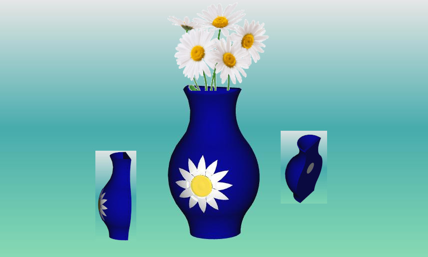 kleine Vase als Kühlschrankmagnet (60 mm hoch)