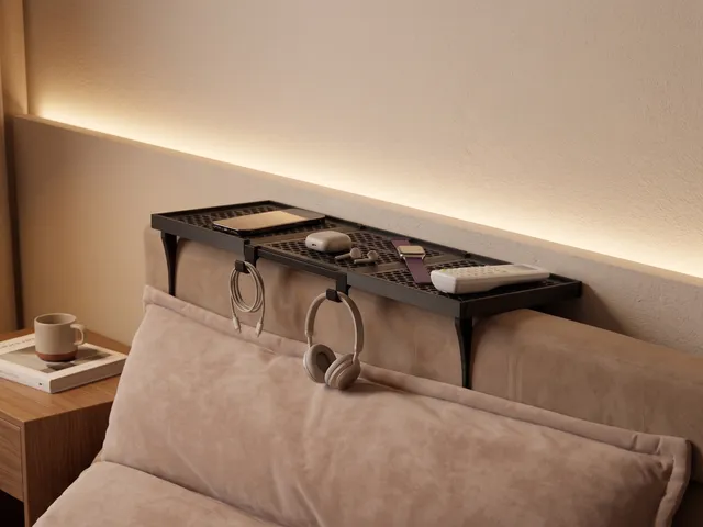 Modular Bed Headboard Shelf with Adjustable Clamps