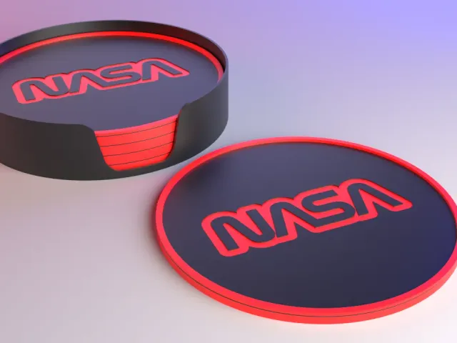 NASA Coaster Set - NASA Worm Contoured Logo