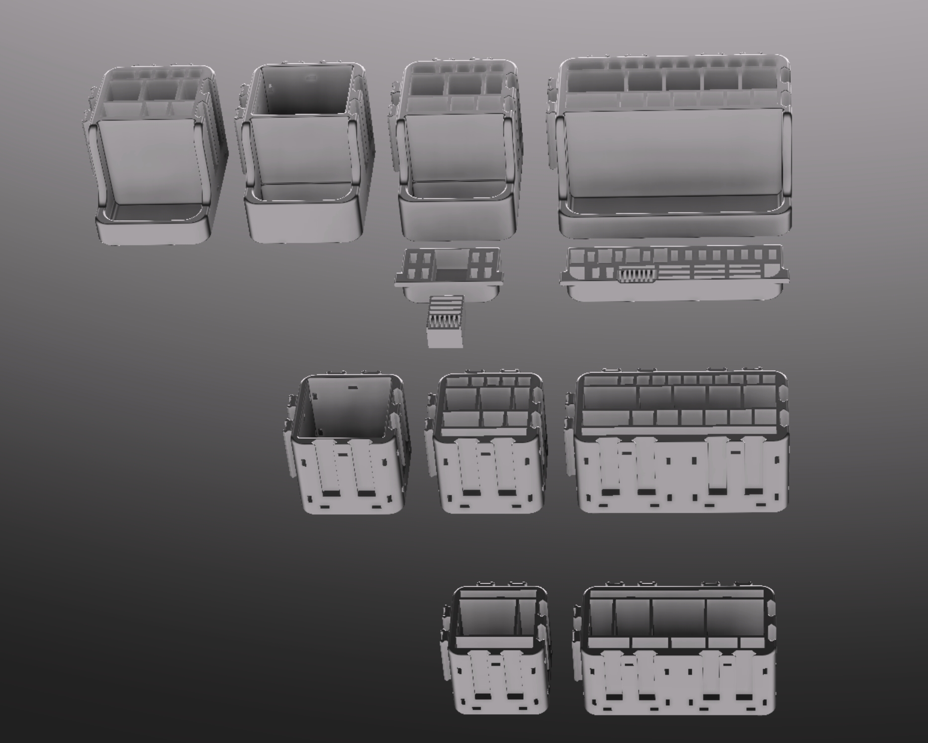 Tool-/Pen-/SD-, MicroSD-/USB-holder set [modular] - deskorganizer - boxes -- picatinny- easy-to-print version