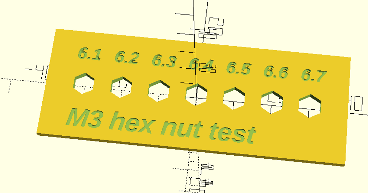 OpenSCAD hex nut test print M3 M4 by LowZ Download free STL model