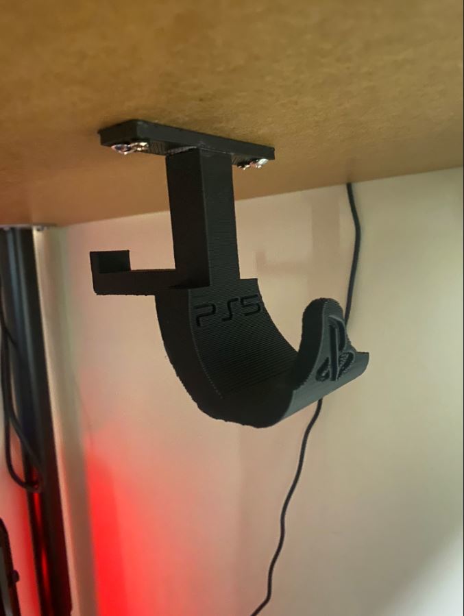 Miniatura 2 do modelo 3D PS5 controller/headset under desk mount