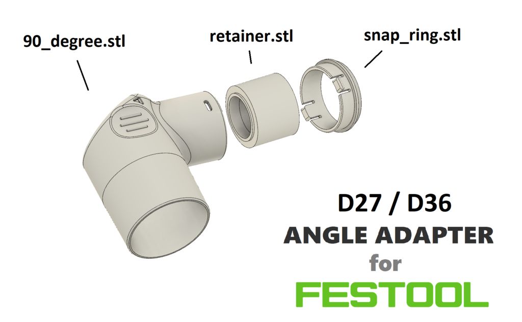 Festool Vacuum Hose Angle Adapter (D27& D36) by Droopas Download free