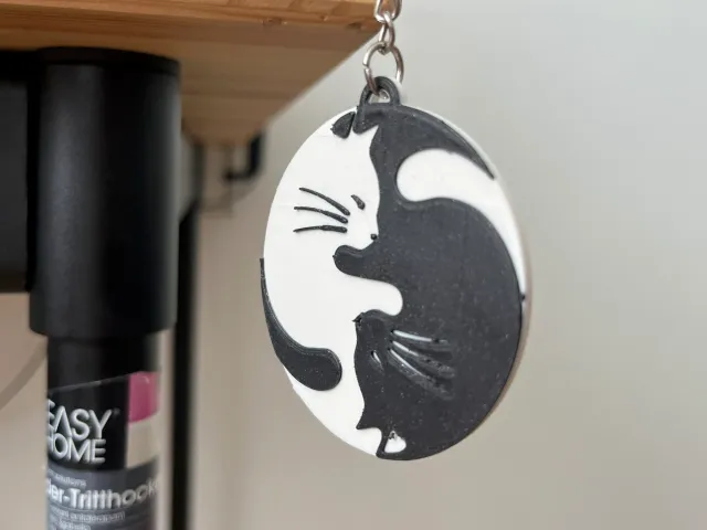 Ying and Yang Cats Keychain