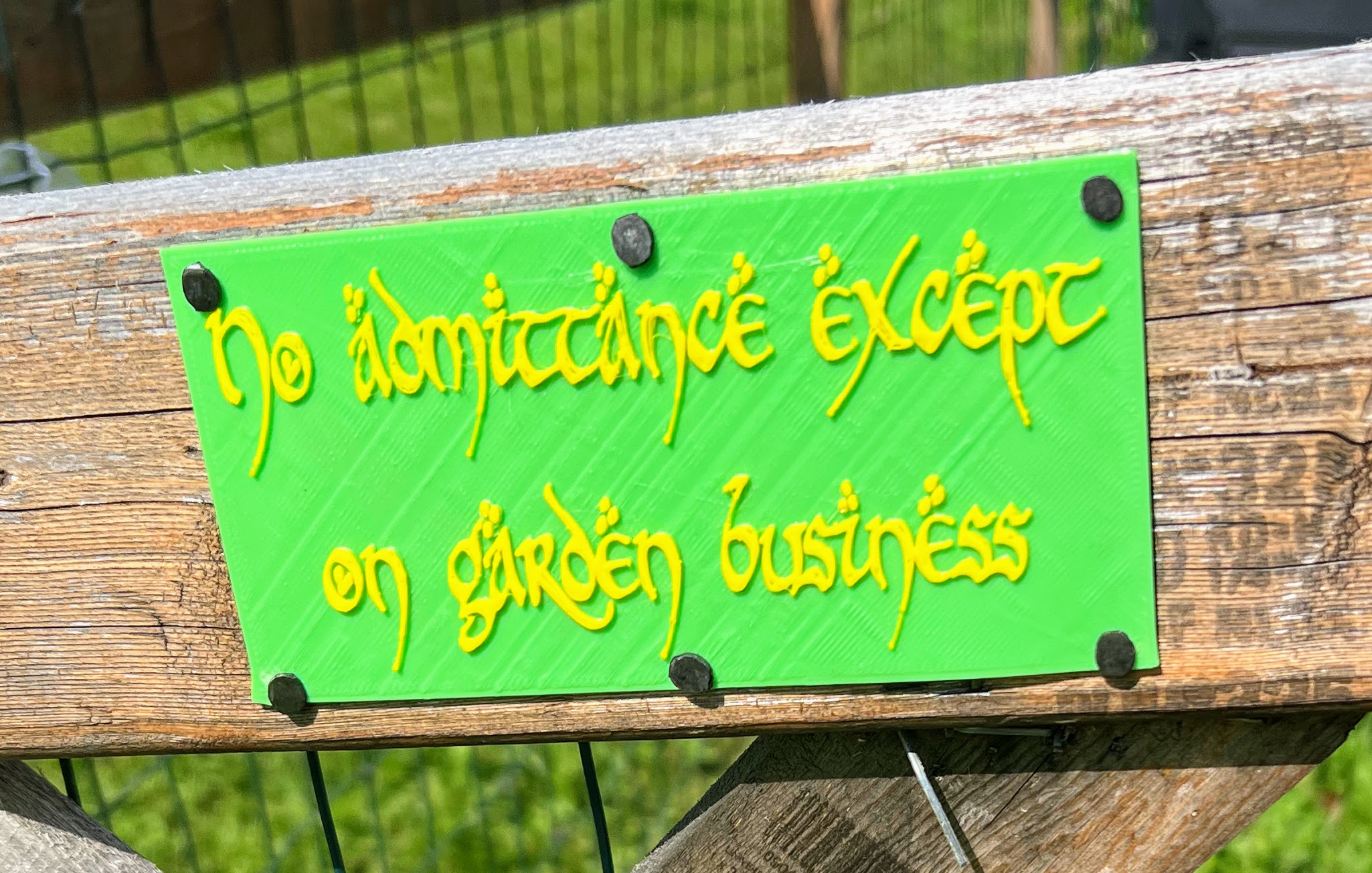 No admittance except on garden business (Garden Sign)