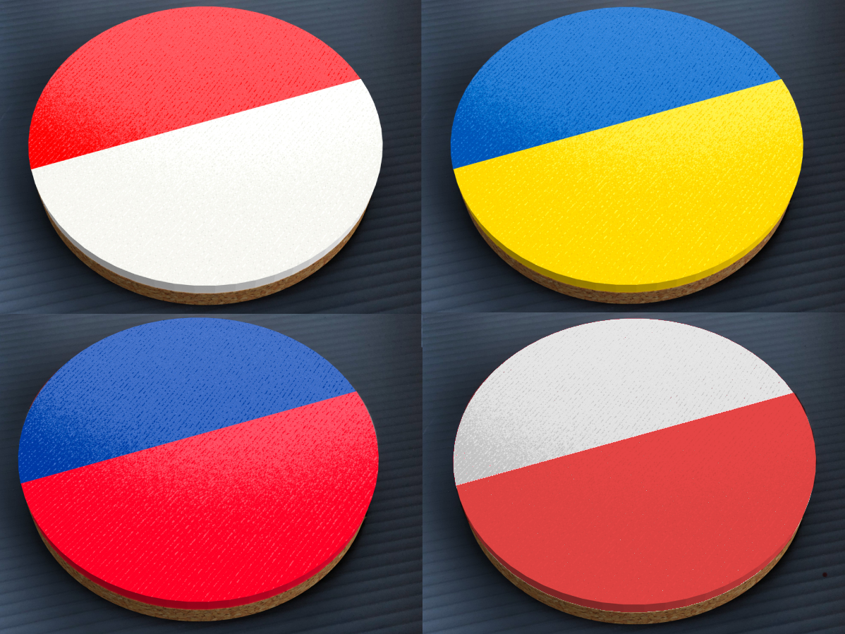 Bicolor Flag Beer Coaster - Indonesia, Ukraine, Poland, etc.