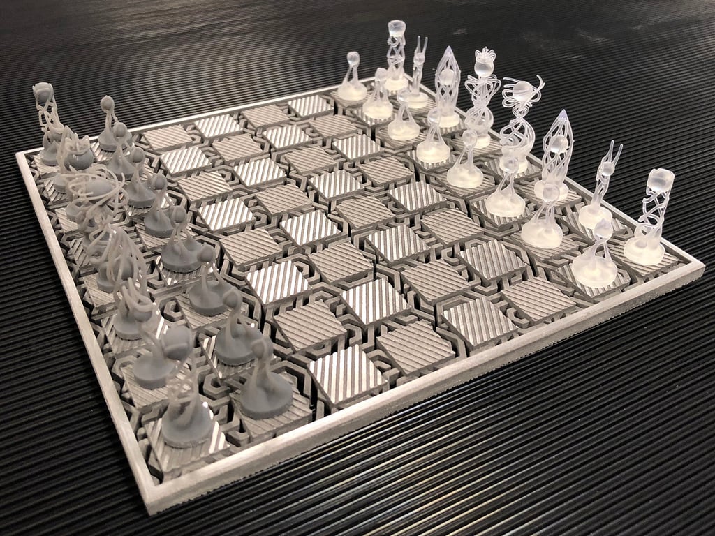Chess board with tesselated design