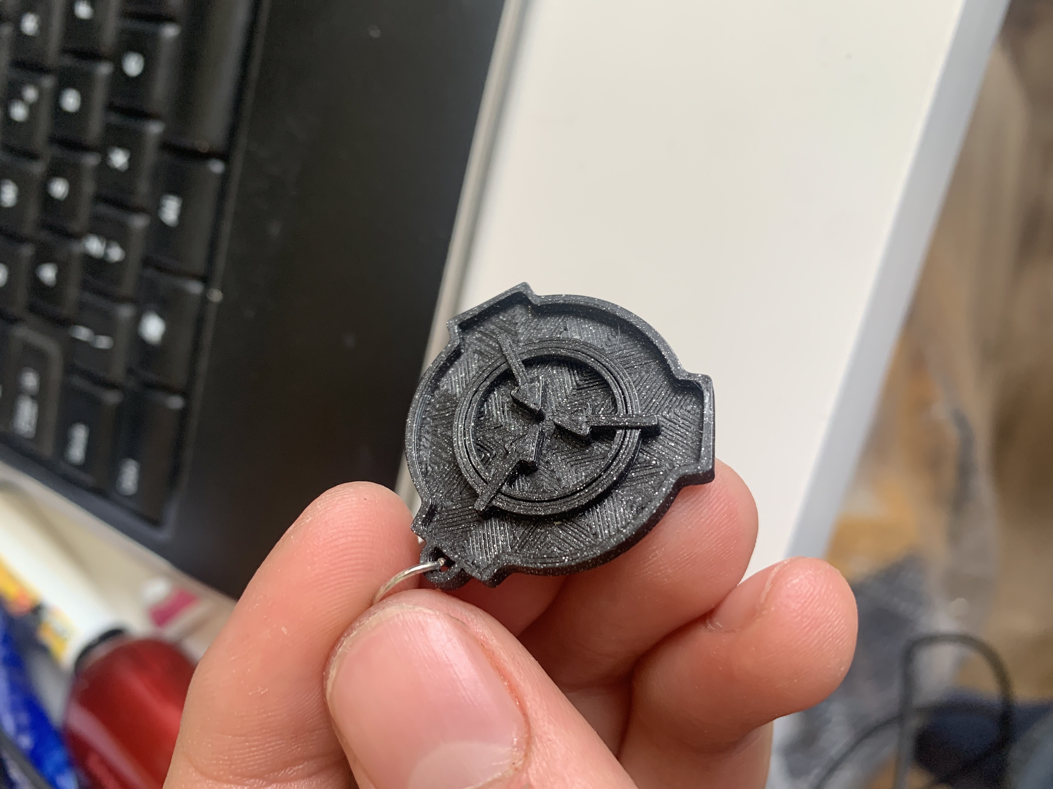SCP keychain (fixed O ring remix of thingiverse model)