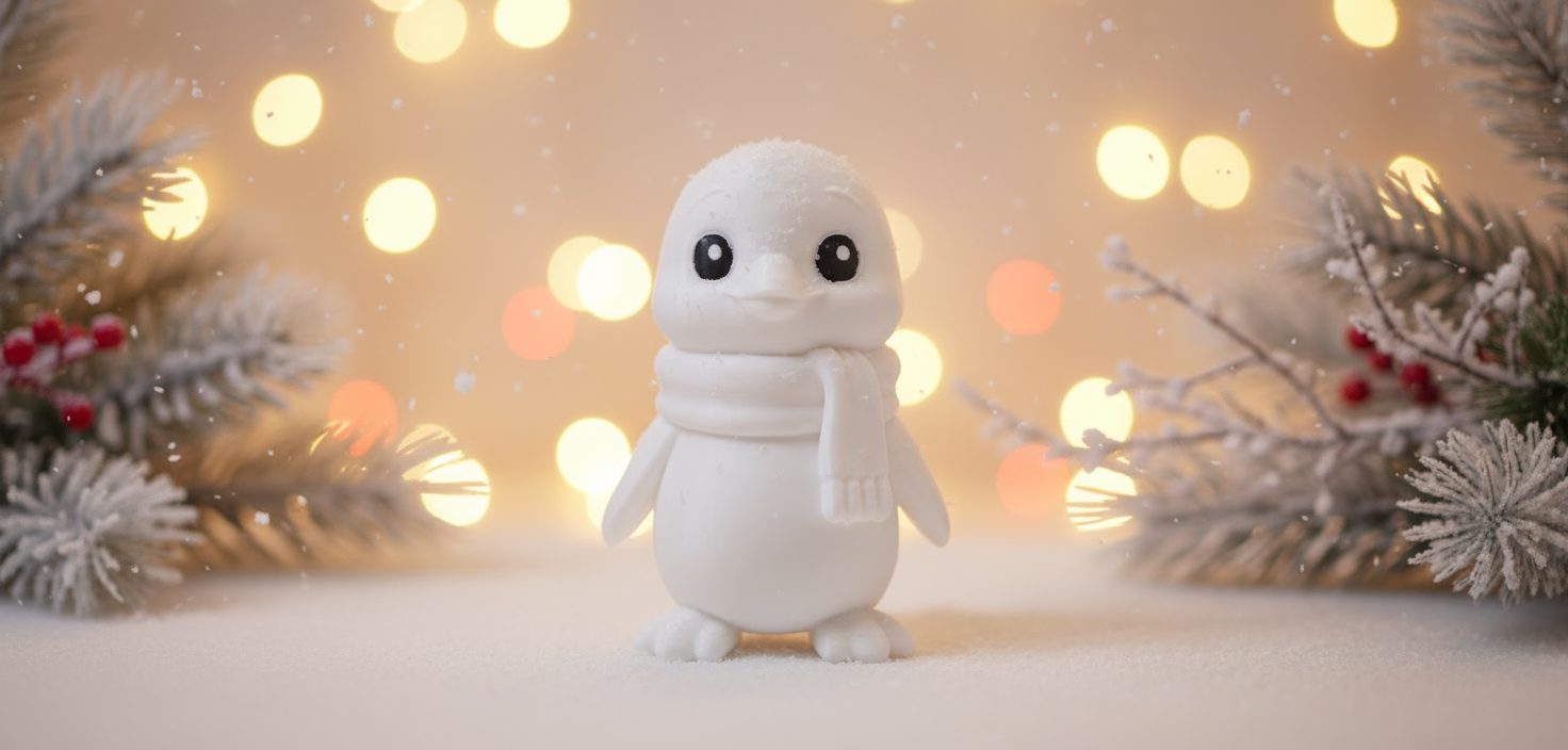 Simple Penguin with Cozy Scarf Christmas Figure