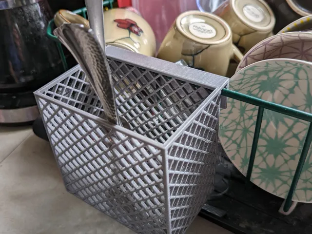 Silverware holder for dish drying rack