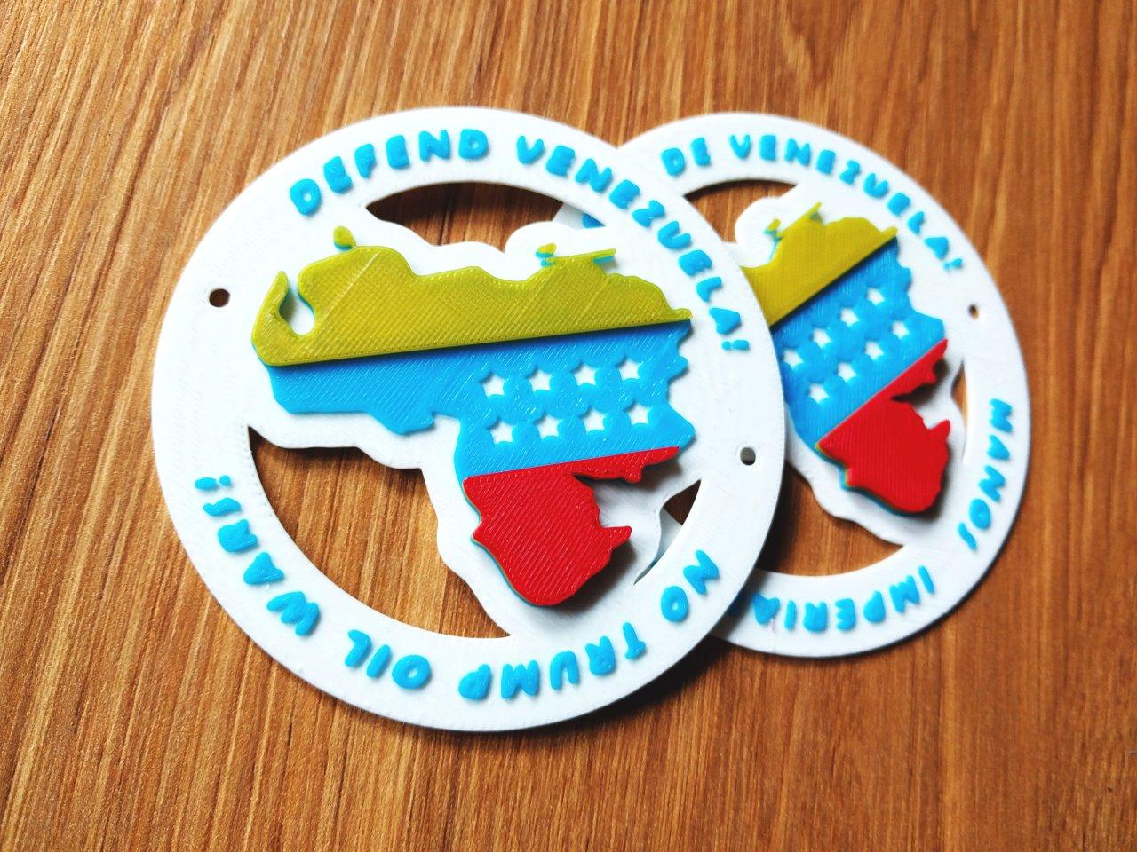 Defend Venezuela - No Oil War - Keychain or Badge