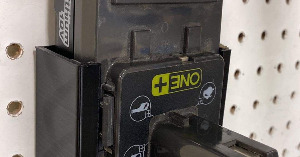 Ryobi One+ Pegboard Battery holder by Jef Download free STL model