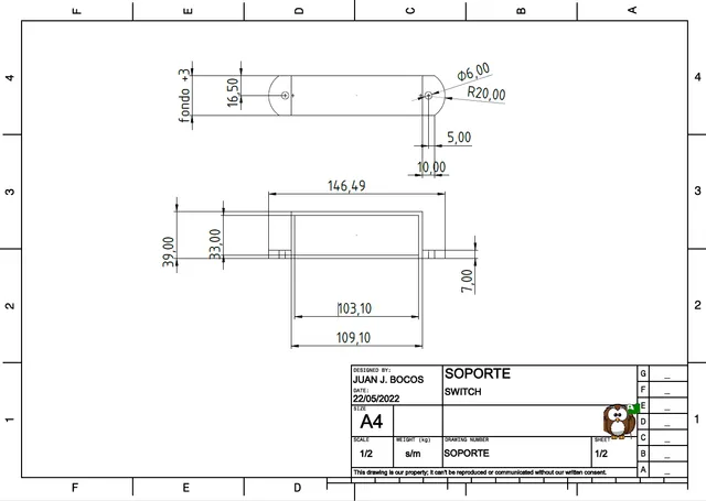 Soporte switch reescalable.Support rescalable switch